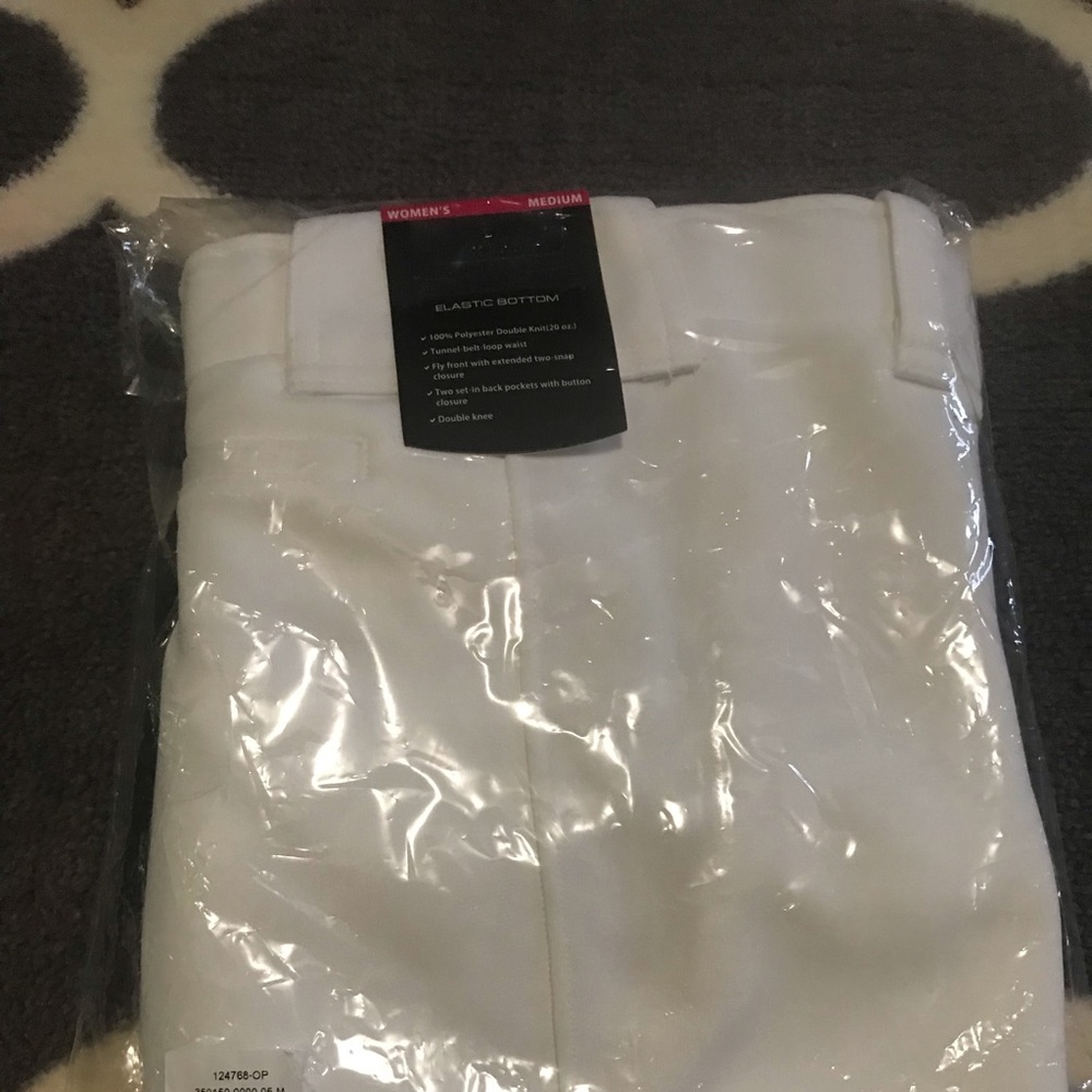 White womens Mizuno softball pants
